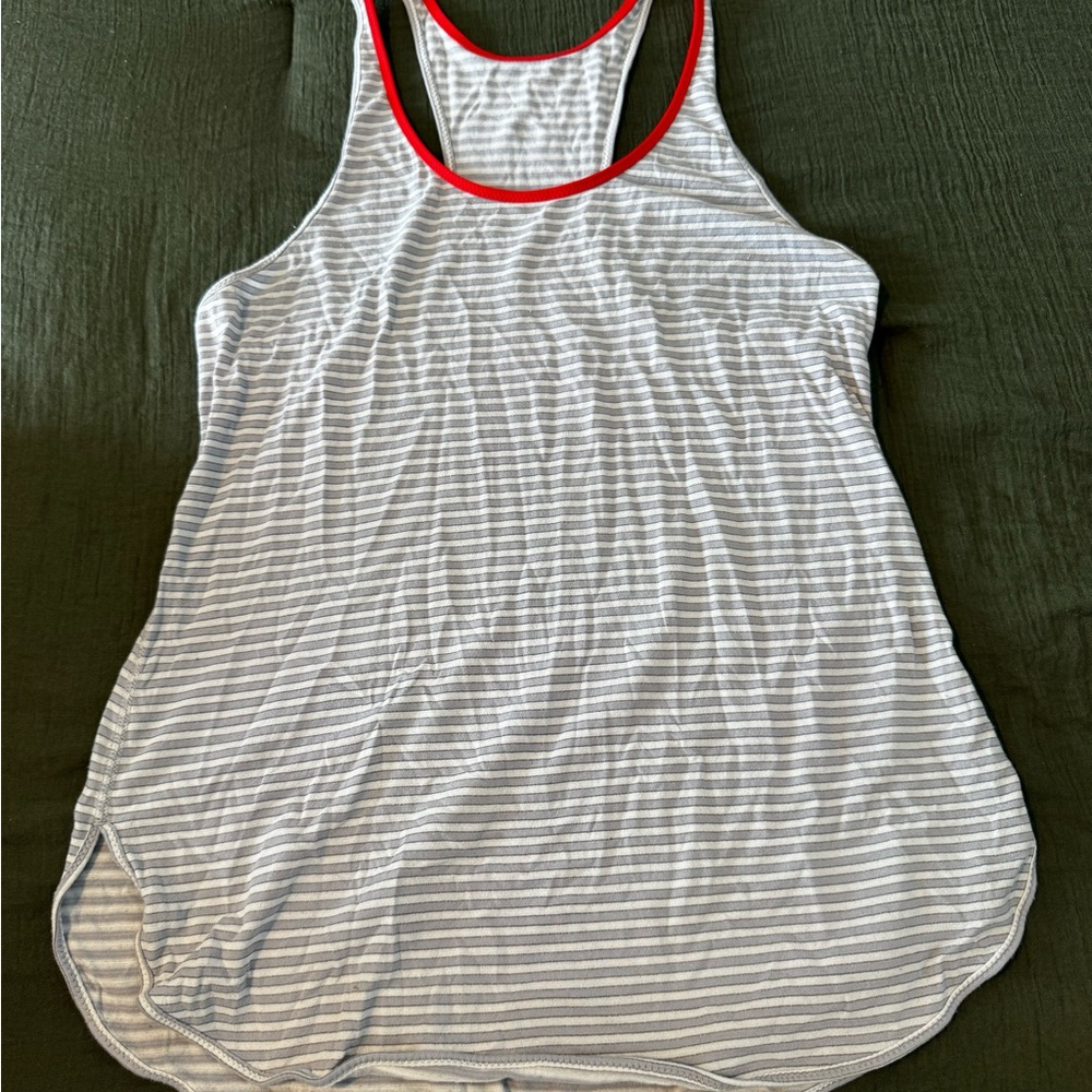 Lululemon Striped Gray and White Women's Racer Back Tank Top
